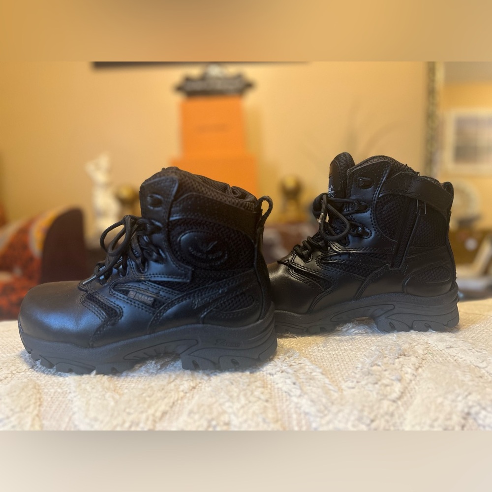 Black Women's Combat Moto Boots - Rugged Lace-Up Tactical Style